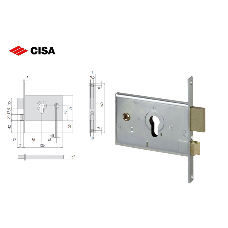 CISA Serratura Serrature Cisa 44120 E 60-0 Fascia Larga Orizontale Alluminio Porta 